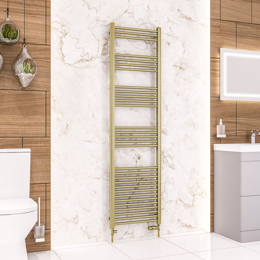 Eastbrook Wendover Electric ONLY Straight Brushed Brass Towel Rails - Various Sizes 1800mm x 500mm Single Heat Element