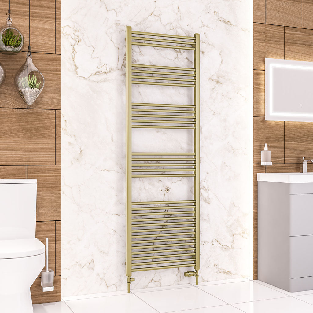 Eastbrook Wendover Electric ONLY Straight Brushed Brass Towel Rails - Various Sizes 1800mm x 600mm Single Heat Element