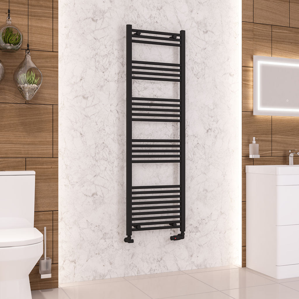 Eastbrook Wendover Electric ONLY Straight Matt Black Towel Rails - Various Sizes 1600mm x 500mm Single Heat Element
