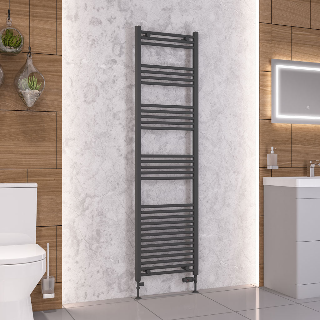 Eastbrook Wendover Electric ONLY Straight Matt Black Towel Rails - Various Sizes 1800mm x 500mm Single Heat Element 