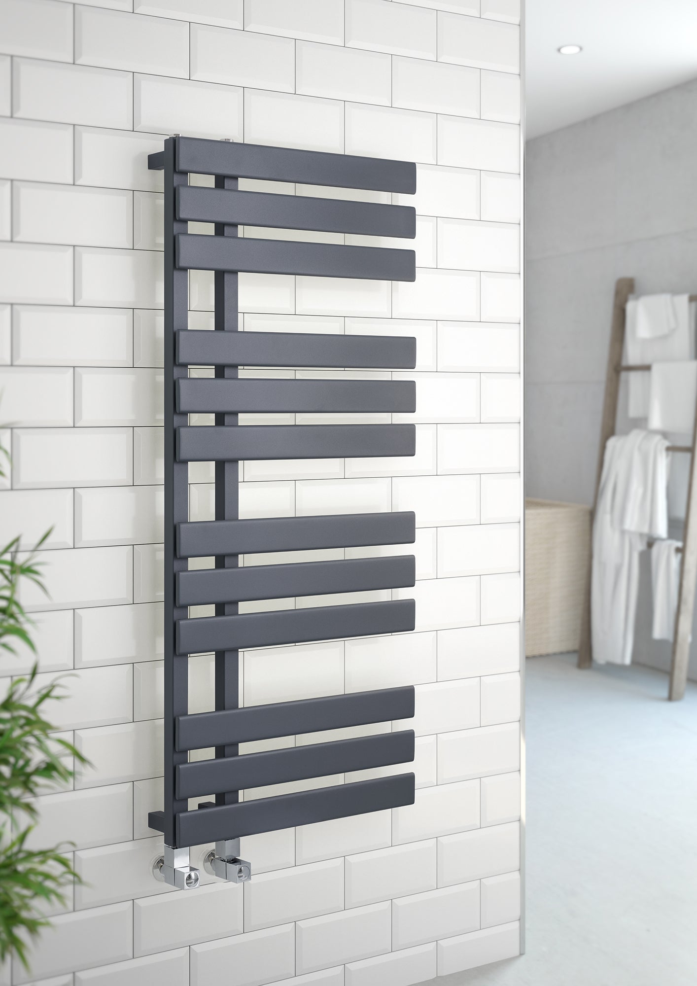 Kartell Oregon Straight Matt Anthracite Designer Towel Rail 1180mm x 500mm ORE500-1200A