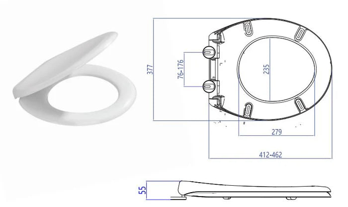 Base Comite Soft Close T-Seat with Quick-Release - White