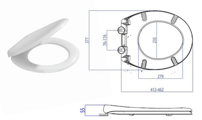 Base Comite Soft Close T-Seat with Quick-Release - White