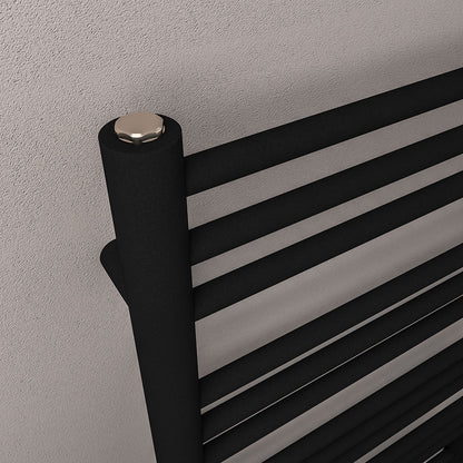 Eastbrook Corinium Electric Round Straight Matt Black Towel Rail 1200mm x 500mm Close Up Image 89.1562-ELE