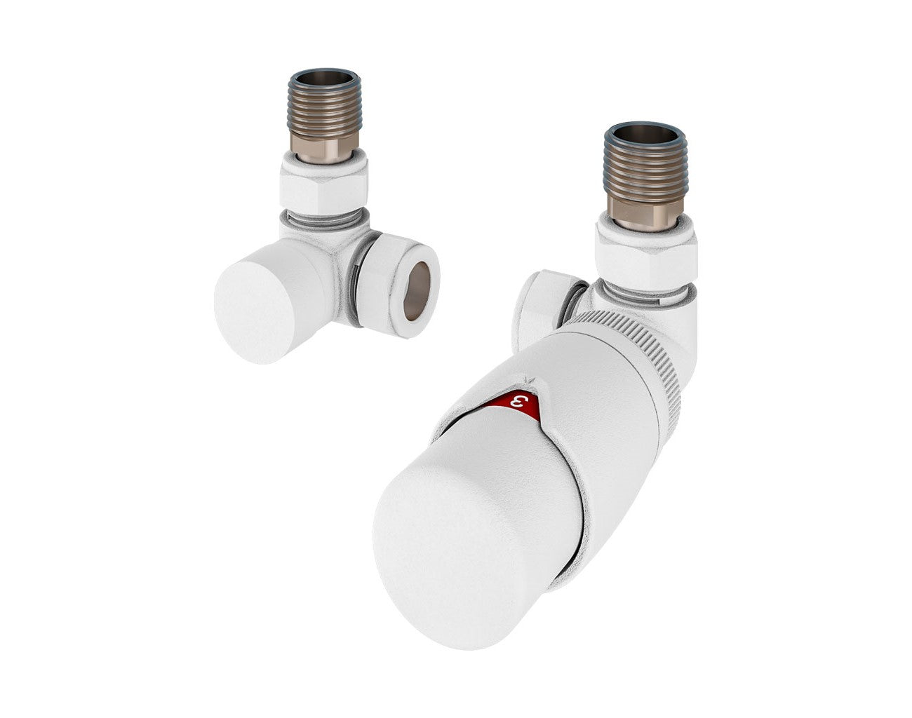 Eastbrook Darlington Corner Matt White Bi-Directional TRV with Lockshield 15mm (pair) 54.0022