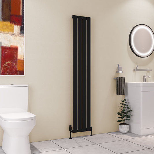 Eastbrook Deddington Matt Black Vertical Single Panel Designer Radiator 1800mm x 310mm 89.1515