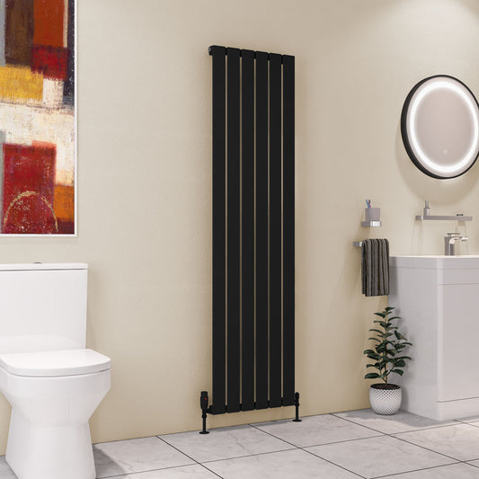 Eastbrook Deddington Matt Black Vertical Single Panel Designer Radiator 1800mm x 470mm 89.1517