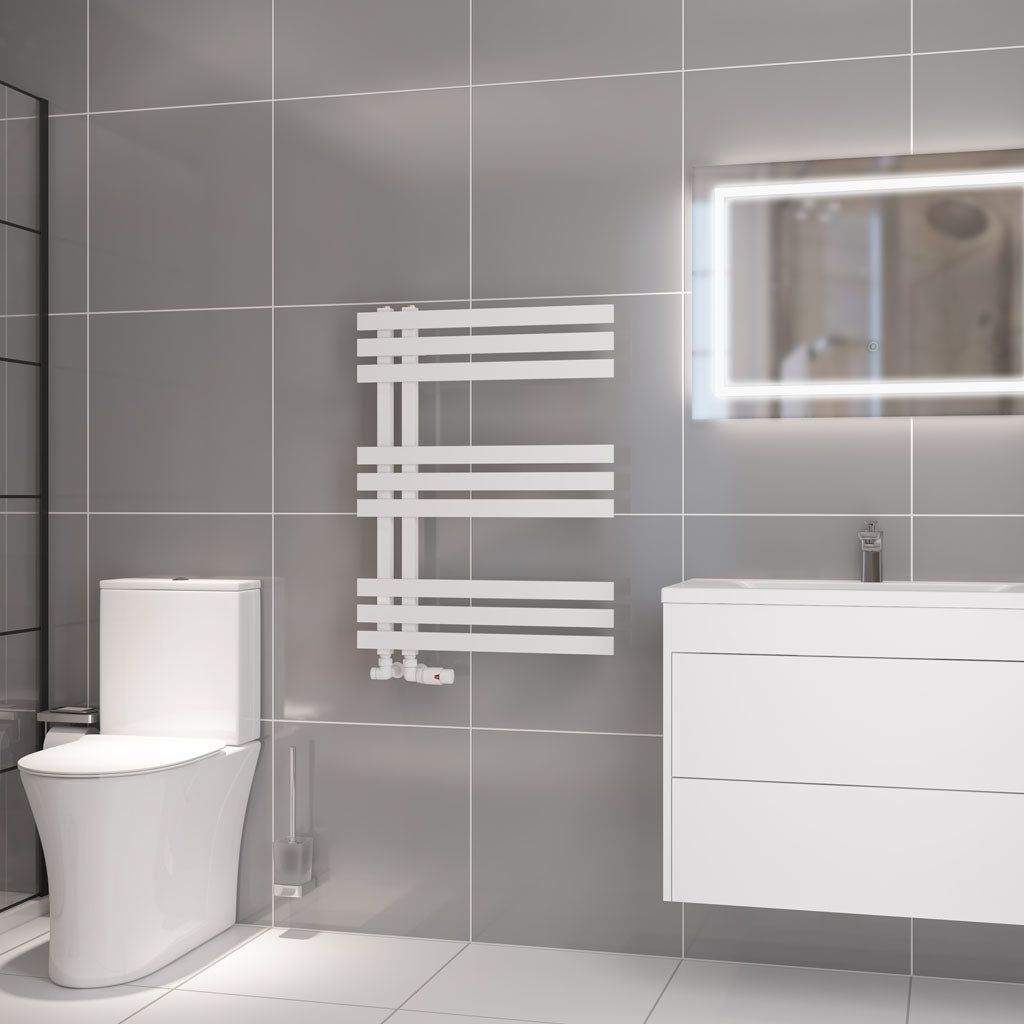 Eastbrook Hurley Electric Matt White Designer Towel Rail 800mm x 600mm 89.0543-ELE
