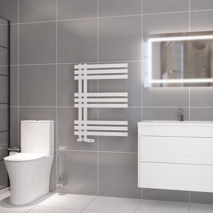 Eastbrook Hurley Electric Matt White Designer Towel Rail 800mm x 600mm 89.0543-ELE