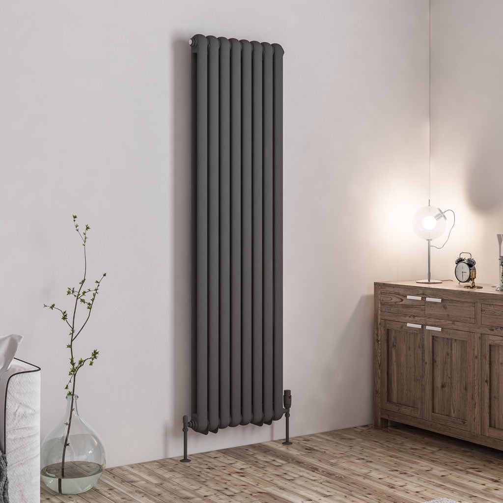 Eastbrook Rubano Electric Vertical Matt Anthracite 2 Column Radiator 1800mm x 503mm 81.0065-ELE
