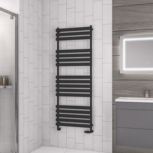 Eastbrook Tunstall Electric Matt Black Designer Towel Rail 1600mm x 600mm 89.0051-ELE