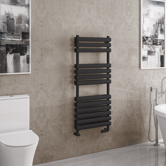 Eastbrook Tunstall Electric Matt Black Double Panel Designer Towel Rail 1200mm x 500mm 81.0182-ELE