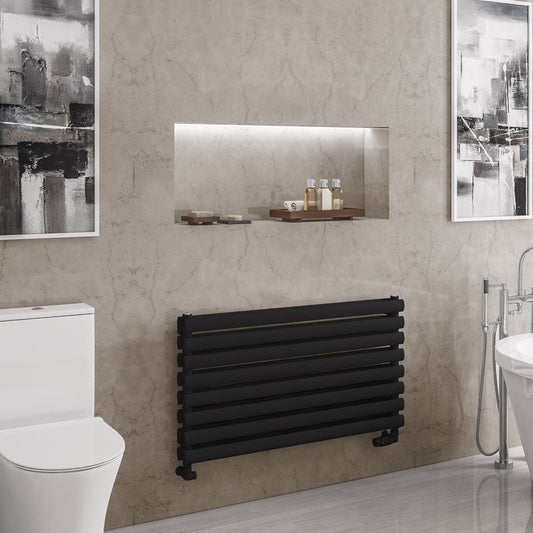 Eastbrook Tunstall Electric Matt Black Double Panel Designer Towel Rail 560mm x 1000mm 81.0179-ELE