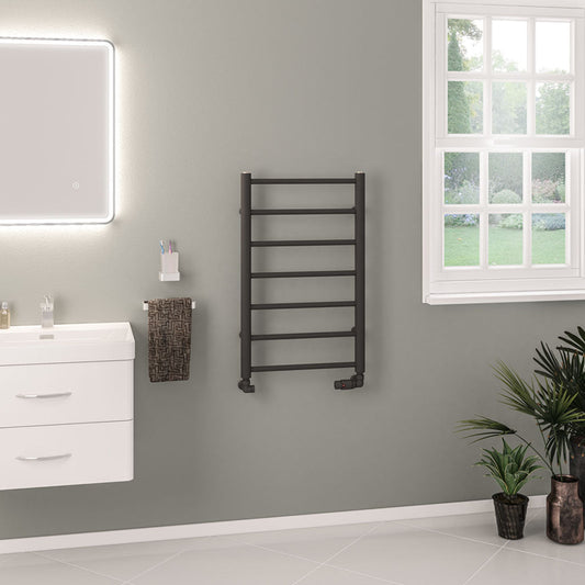 Eastbrook Tuscan Electric Round Straight Matt Anthracite Towel Rail 800mm x 500mm 89.1584-ELE