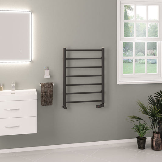 Eastbrook Tuscan Electric Round Straight Matt Anthracite Towel Rail 800mm x 600mm 89.1585-ELE