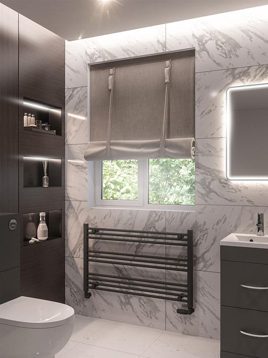 Eastbrook Wingrave Electric Straight Matt Anthracite Towel Rail 600mm x 1000mm 89.1445-ELE